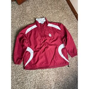 NCAA Oklahoma Sooners Crimson Red Quarter Zip Windbreaker Jacket Mens XL